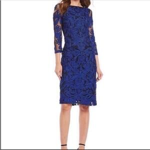 JS Collections Womens Embroidered Soutache Dress Blue‎ Size 4 New